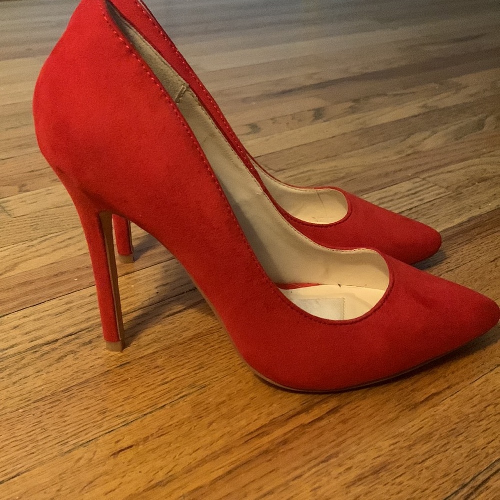 Red Suede Pumps - Picture 2 of 2
